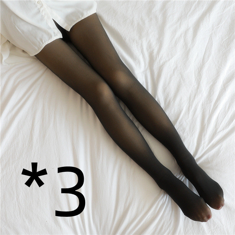 Fleece-lined sheer-look winter tights – photo 23