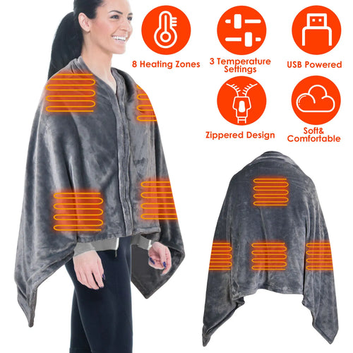 Wearable USB Heated Shawl Blanket