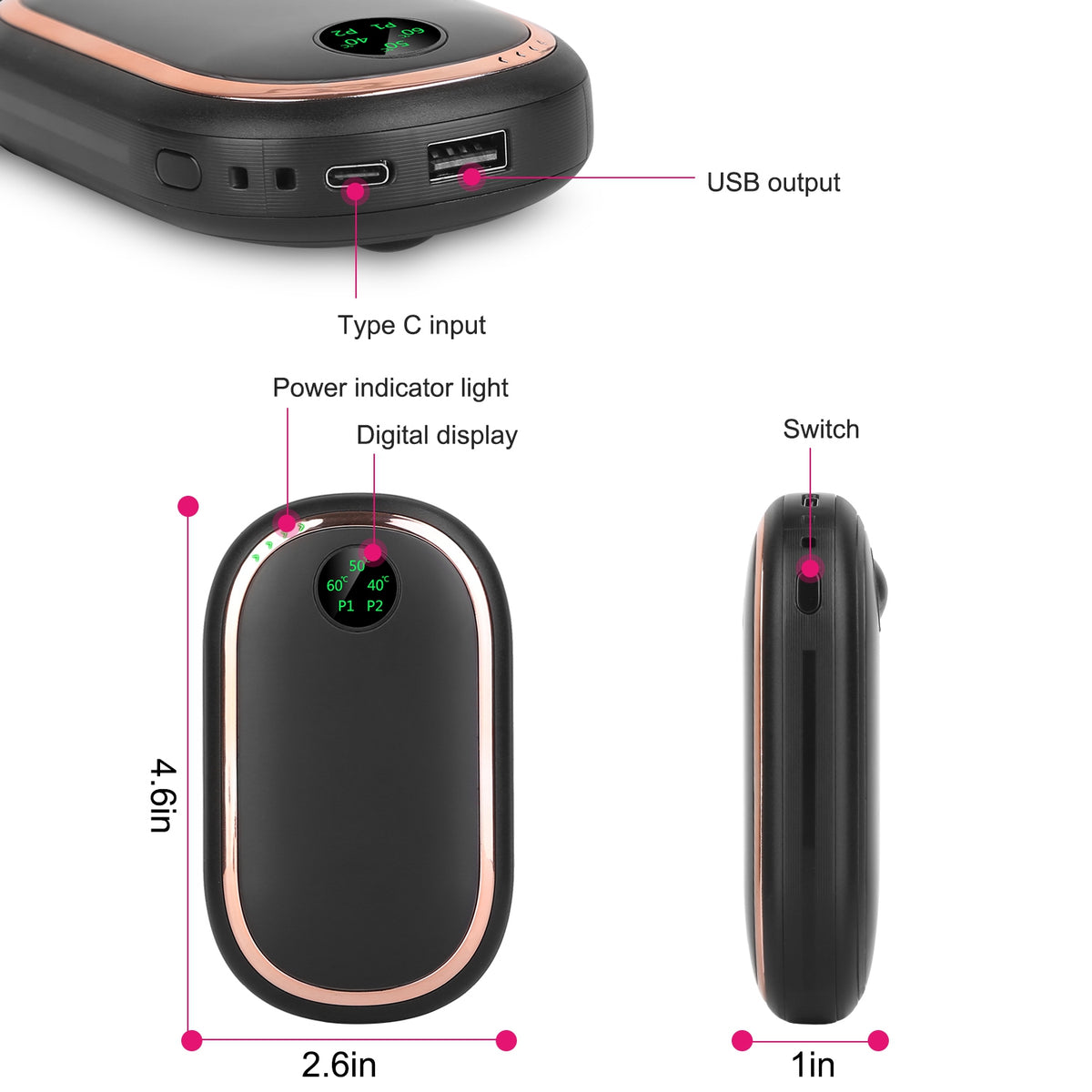 Rechargeable 6000mAh hand warmer and power bank – photo 4