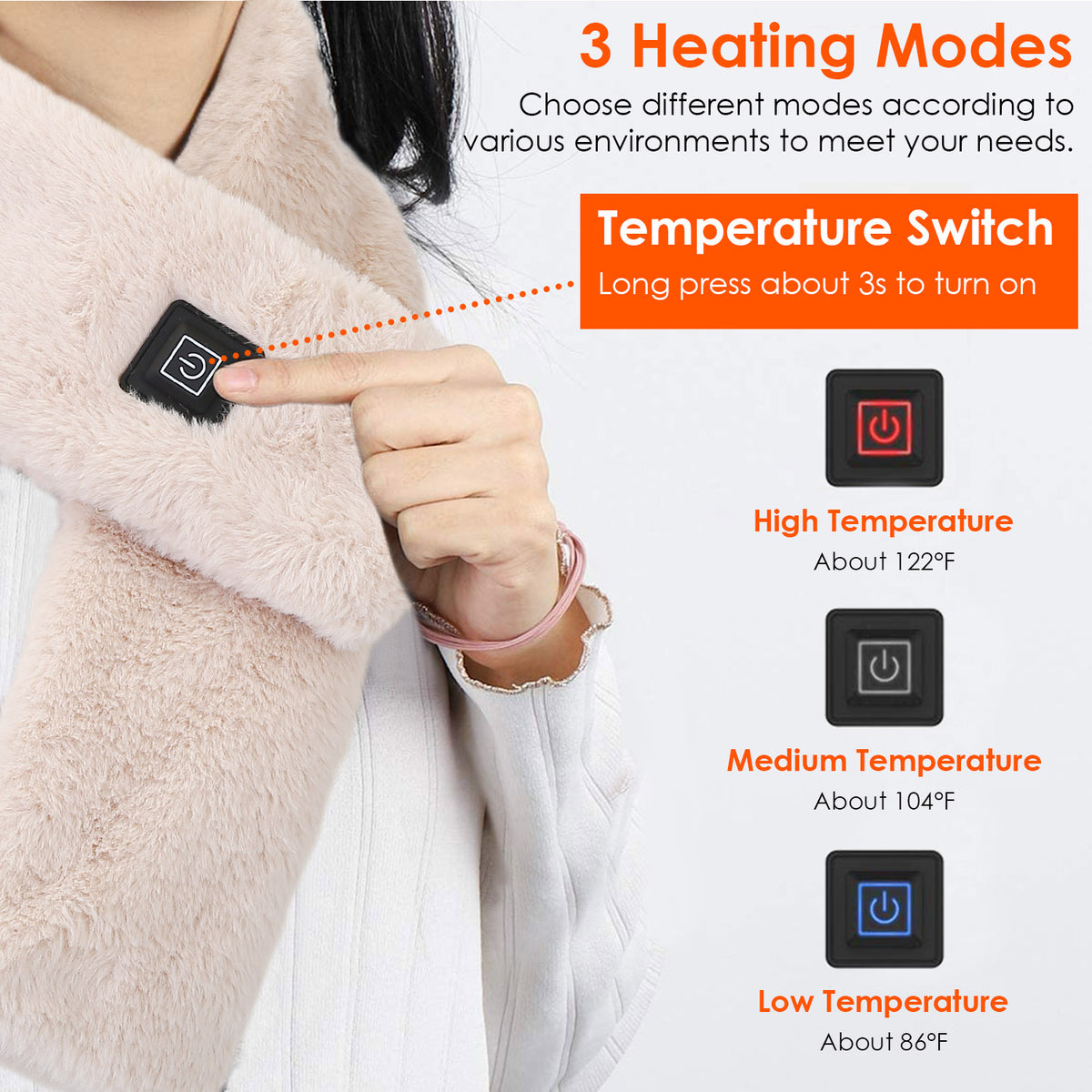 USB heated scarf with 3 heat settings – photo 2
