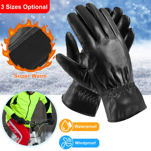 Faux Leather Winter Gloves