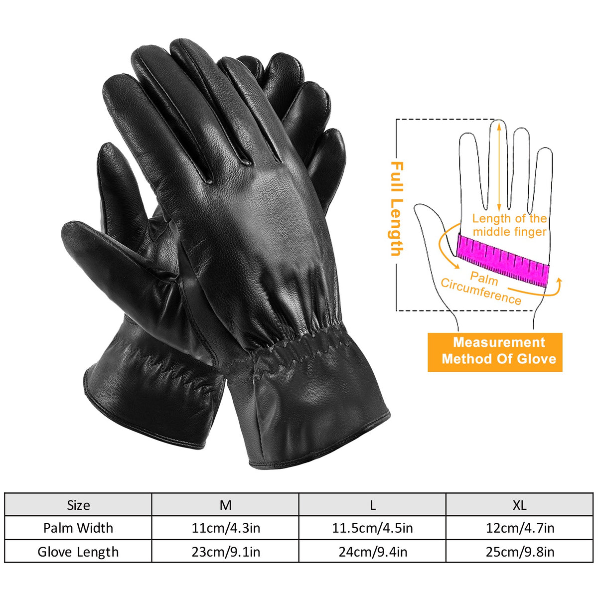 Faux leather winter gloves – photo 6