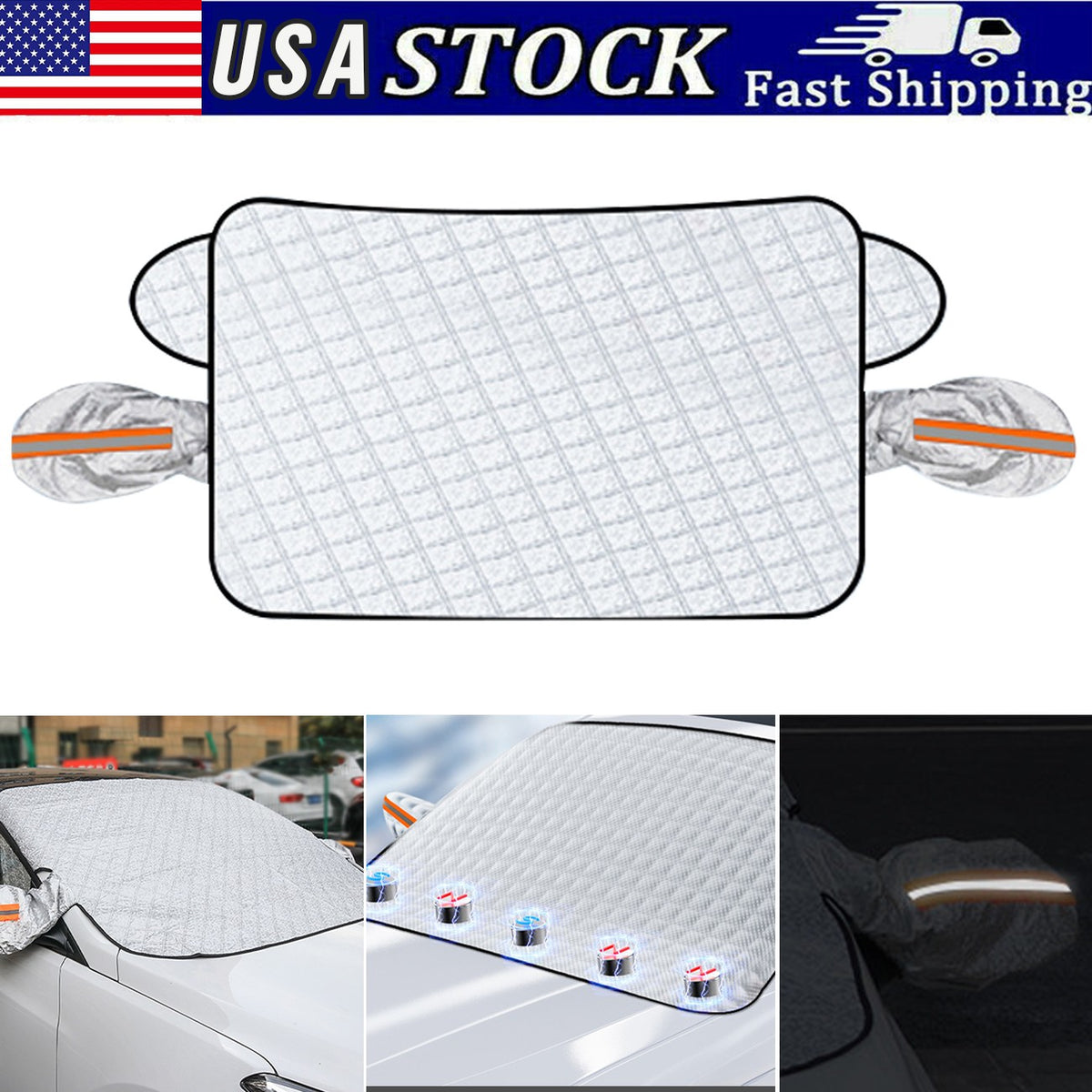 Magnetic windshield snow and frost cover